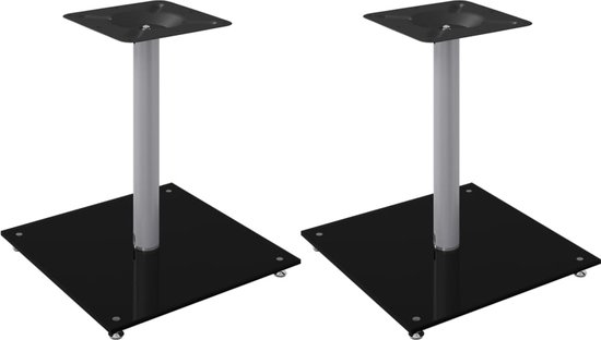 vidaXL - Luidsprekerstandaards - 2 - st - 1 - pijler - gehard - glas - zwart - en - zilver van vidaXL