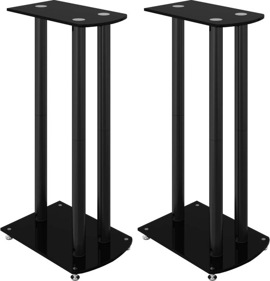 vidaXL - Luidsprekerstandaards - 2 - st - 3 - pijlers - gehard - glas - zwart van vidaXL