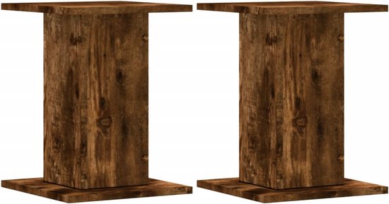 vidaXL - Speakerstandaards - 2 - st - 30x30x40 - cm - bewerkt - hout - gerookt - eiken van VidaXL