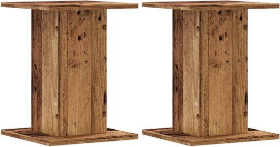 vidaXL - Speakerstandaards - 2 - st - 30x30x40 - cm - bewerkt - hout - oud - houtkleurig van VidaXL