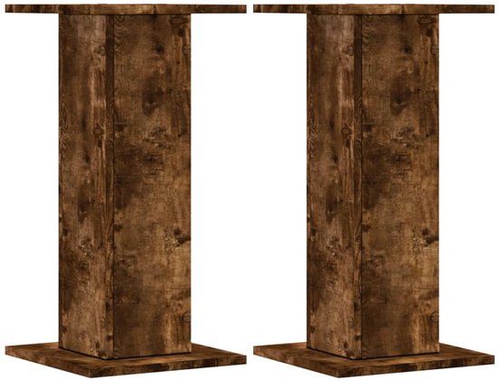 vidaXL - Speakerstandaards - 2 - st - 30x30x60 - cm - bewerkt - hout - gerookt - eiken van Merkloos