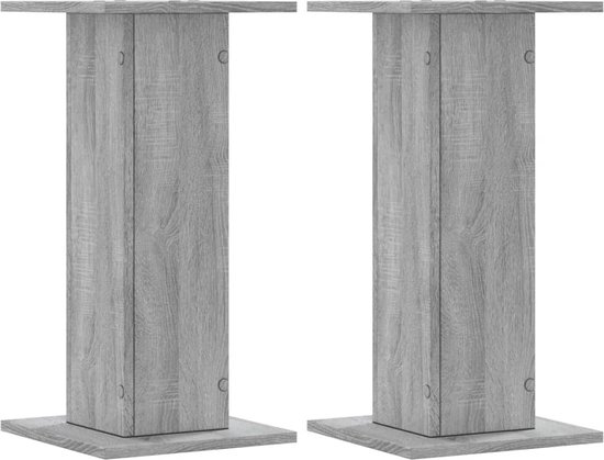 vidaXL - Speakerstandaards - 2 - st - 30x30x60 - cm - bewerkt - hout - grijs - sonoma van Merkloos