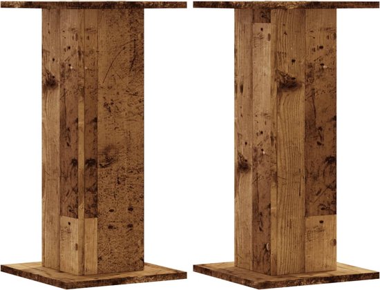 vidaXL - Speakerstandaards - 2 - st - 30x30x60 - cm - bewerkt - hout - oud - houtkleurig van Merkloos
