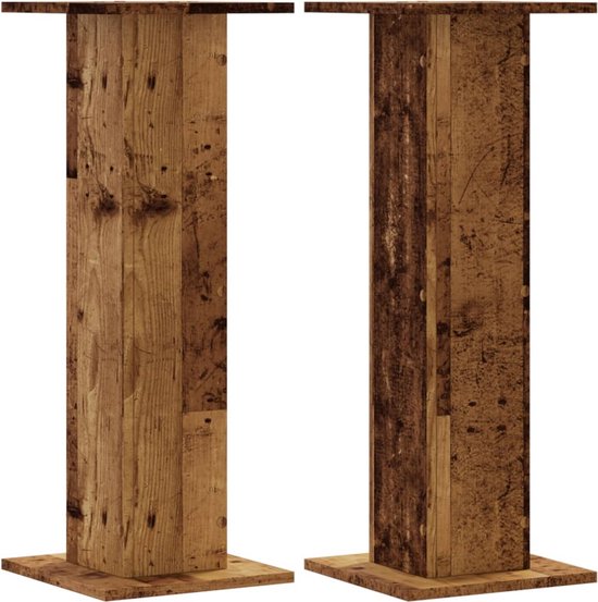 vidaXL - Speakerstandaards - 2 - st - 30x30x80 - cm - bewerkt - hout - oud - houtkleurig van Vidaxl