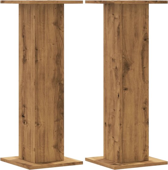 vidaXL - Speakerstandaards - 2 - st - 30x30x80 - cm - hout - artisanaal - eikenkleurig van Vidaxl