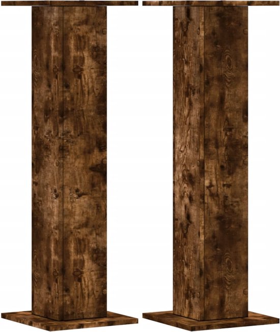 vidaXL - Speakerstandaards - 2 - st - 30x30x95 - cm - bewerkt - hout - gerookt - eiken van vidaXL