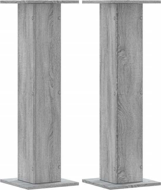 vidaXL - Speakerstandaards - 2 - st - 30x30x95 - cm - bewerkt - hout - grijs - sonoma van vidaXL