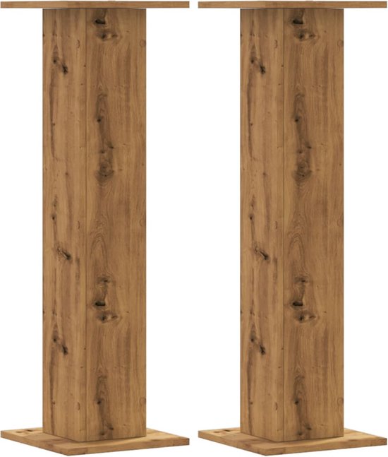 vidaXL - Speakerstandaards - 2 - st - 30x30x95 - cm - hout - artisanaal - eikenkleurig van VidaXL