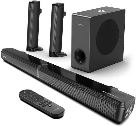 VIHES 280W 4.1 Soundbar met Dolby Atmos, Bedrade Subwoofer, Bluetooth 5.3, HDMI-eARC, Surround Sound, 3 EQ-modi, Verliesloze Audiotransmissie, Wandmontage