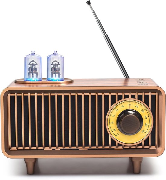 Vintage Retro Bluetooth Speaker met Diepe Bass & Bluetooth 5.1 - Draagbaar voor Huis, Kantoor & Buitenfeesten - Geschikt voor iPhone en Android van Merkloos