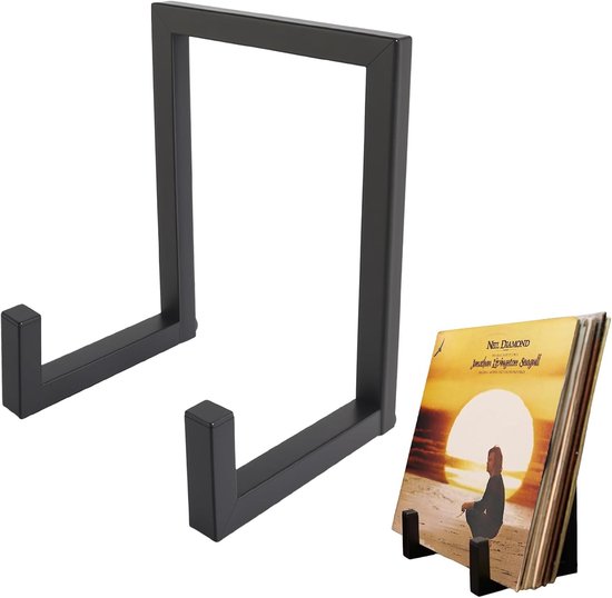 Vinyl Platenhouder en Presentatiestandaard van Metaal, Vloerstandaard voor Platen, Opslag en Decoratie voor Grammofoonplaten, Perfect als Cadeau en voor Vinylverzamelaars