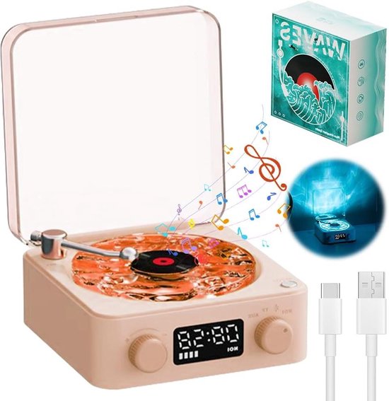 Vinylspeler met oplichtend design en Bluetooth - 2024 model met Aqua Bluetooth-luidspreker - Thuis audio platenspeler (roze) van $