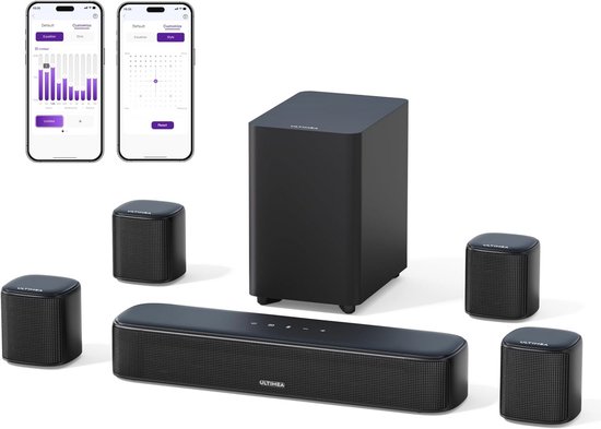 Virtuele Surround Soundbar voor TV met Subwoofer en 4 Surround-luidsprekers - 7.1 Surroundinstallatie met App-bediening en Hoog Vermogen van Merkloos