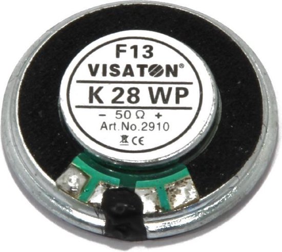 Visaton K 28 WP - 50 Ohm 1.1 inch 2.8 cm Mini-luidspreker 1 W 50 â„¦ Zwart Kunststof membraan