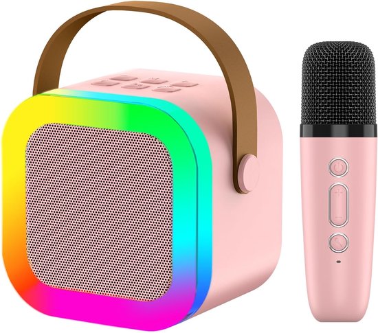 Vitdipy - Karaoke Set - Karaokemachine voor Kinderen - Met Bluetooth Speaker en Draadloze Microfoon - Mini Draagbare Bluetooth Luidspreker - Roze