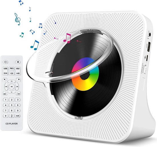 Vizual CD Speler met Bluetooth – Draagbare CD-Speler met HiFi Speakers, FM Radio, LCD Scherm en USB ingang van Vizual