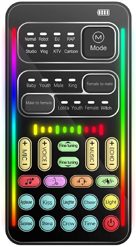 Voice Changer, Handheld Portable Multifunction Sound Disguise, with 8 Sound Effects, 8 Voice Changes, Sound Effects Machine, for PC with Mobile Phone van Merkloos