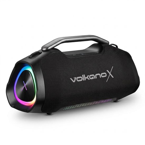 VolkanoX Ignite Ultra Bluetooth Speaker - Muziek box - 180W Partybox met RGB Verlichting - Spatwaterdicht - TWS - Zwart