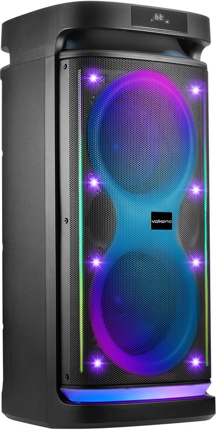 VolkanoX Paramount Bluetooth Party Speaker - Incl. Microfoon - 320 watt - Karaoke - LED-verlichting - TWS - Gitaar ingang van VolkanoX