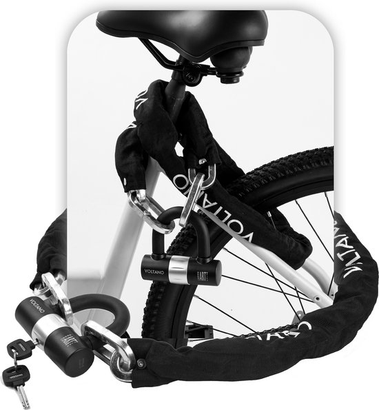 Voltano ART4 Kettingslot Met U-Lock - Zwart - 130 CM - ART 4 Slot - Goedgekeurd Voor De Fiets, Scooter en Motor Verzekering - Scooterslot / Brommerslot / Motorslot van Voltano