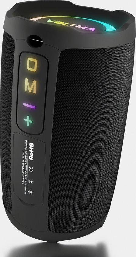Voltma Fusion Bluetooth-luidspreker, draagbare en draadloze luidspreker van 10W, RGB-verlichting met IPX4 waterdicht, Bluetooth 5.2 en 360° surround sound, tot 20uur speeltijd met AUX, TF en USB-sleuf van Voltma