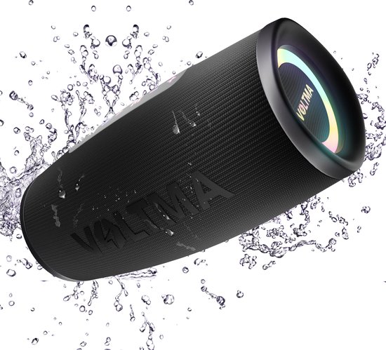 Voltma Melody Bluetooth-luidspreker, 40W draagbare luidspreker, IPX5 waterdicht met RGB-verlichting, 360° surround sound, tot 40uur speeltijd, compatibel met smartphones, pc, inclusief TF-kaartsleuf, Aux, USB C en USB A-sleuf van Voltma