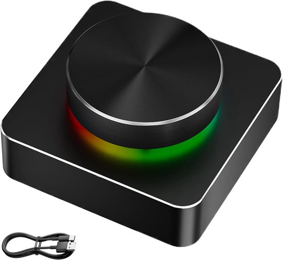 Volumeregelaar - Draadloze controller - Muziek bedienen - RGB effecten - 5.2 x 9.3 cm - Zwart