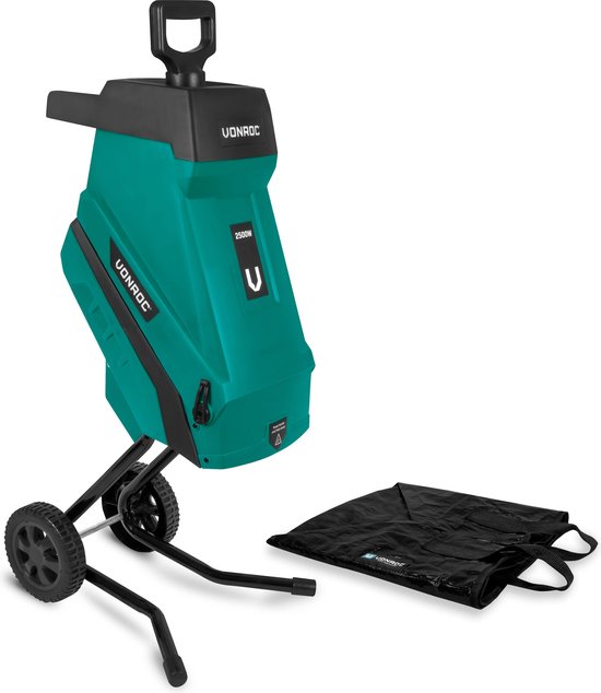 VONROC Hakselaar/Shredder 2500W – Voor takken tot Ø45mm – Incl. 45L opvangzak & duwstok van VONROC