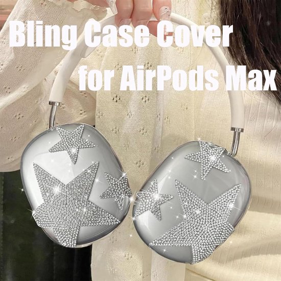 Voor AirPods Max-hoes, Bling glinsterende strass sterren, helder, sprankelend, zacht hoesje voor vrouwen, beschermhoes voor Airpod Max oorhoezen schattig