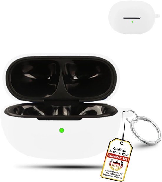 Voor EarFun Clip 2 Wireless Headphones, daunke zachte siliconen beschermhoes, huidvriendelijke etui met karabijnhaak, volledige bescherming, wit