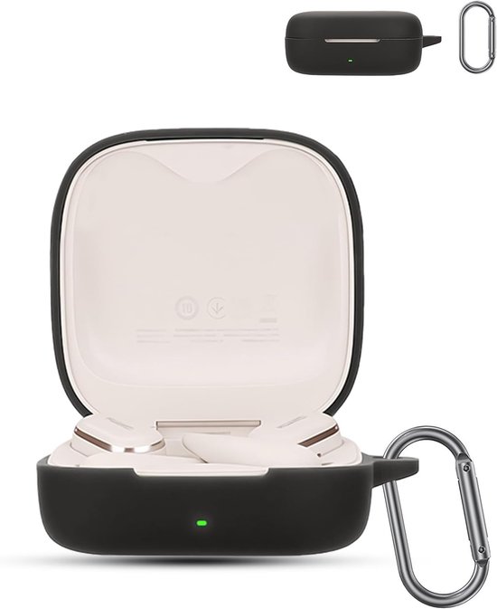 voor Huawei FreeArc Wireless Headphones, daunke zachte siliconen beschermhoes, huidvriendelijk etui met karabijnhaak, volledige bescherming, zwart