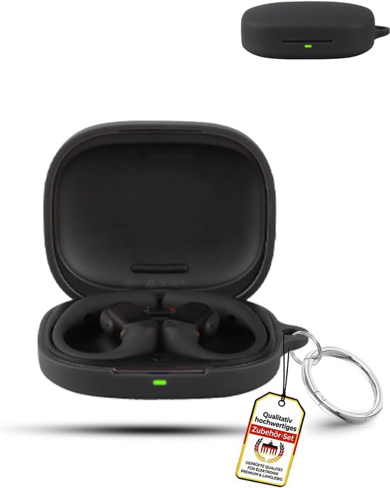Voor SHOKZ OpenFit Pro Wireless Headphones, daunke zachte siliconen beschermhoes, huidvriendelijk etui met karabijnhaak, volledige bescherming, zwart