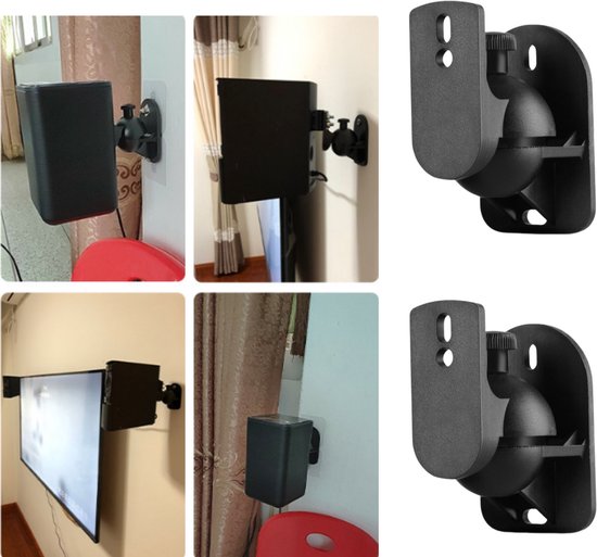Wandbeugel voor luidsprekers - Beugel voor surround-geluidssysteem - Wand- en plafondbeugels voor luidsprekers Een set - Wandbeugels voor boekenplankluidsprekers - Geschikt voor maximaal 7,7 lbs - zwart - Set van 2 stuks