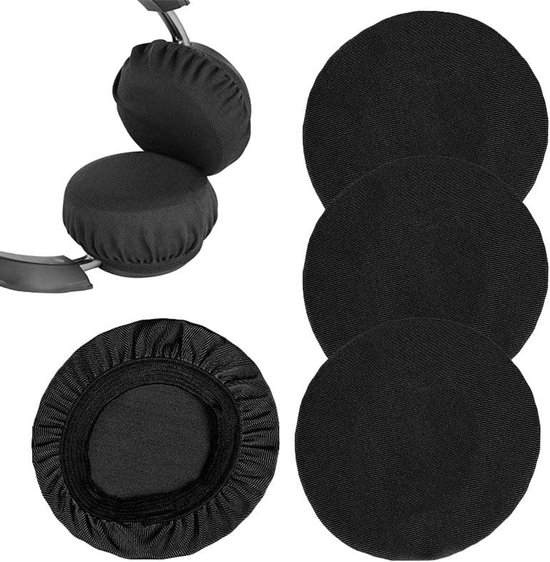 wasbare hoofdtelefoonafdekkingen van gebreide stof voor oorkussens (4 stuks, diameter 6-8,5 cm), zacht en ademend, beschermt tegen stof, ideaal voor fitness, kantoor, hotel en meer