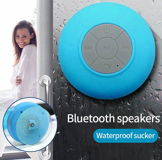 Waterdichte Bluetooth Speaker - met Ingebouwde microfoon - Zuignap - Voor Badkamer & Douche - Blauw van Merkloos