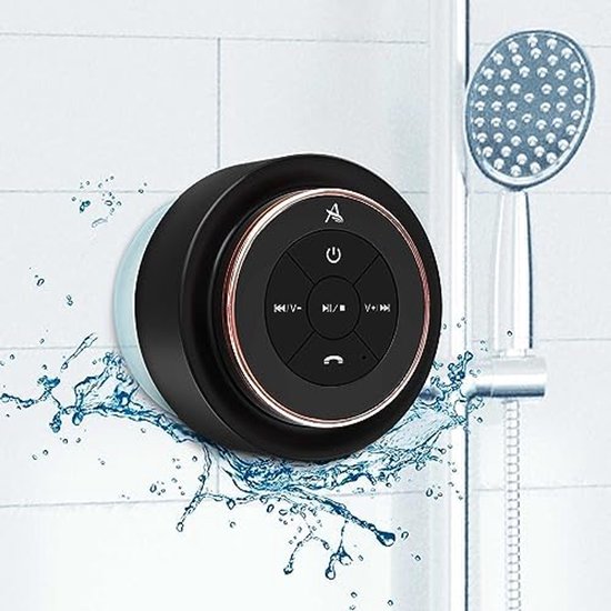 Waterdichte Douchespeaker - Bluetooth 5.0 - IPX7 - 12 Uur Speeltijd - Met Zuignap en Koord - Roze/Goud