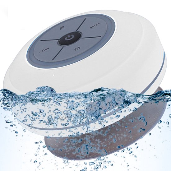 Waterdichte luidspreker met zuignap - Bluetooth-luidspreker - Doucheluidspreker - Draagbaar - Wit van Caliber