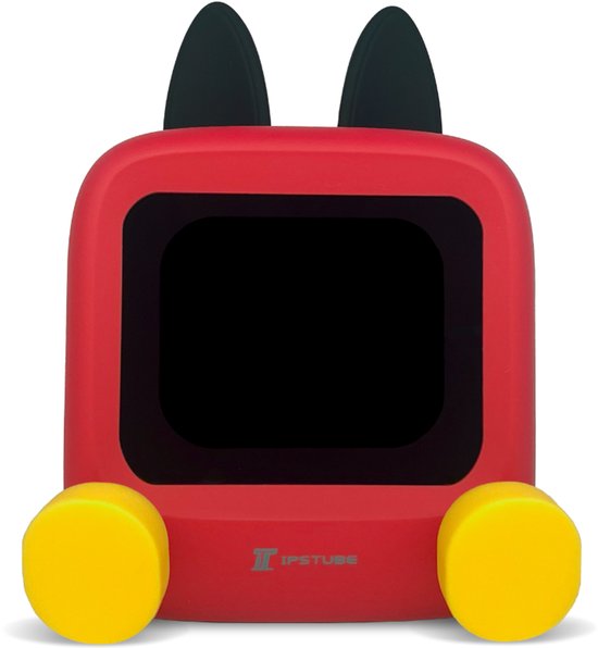 Wedjis Retro Mili-TV - Digitale Klok & Bluetooth Speaker - Smart display - Kunststof - Dimbaar scherm - Incl. USB oplaadkabel - Rood/Geel van Merkloos