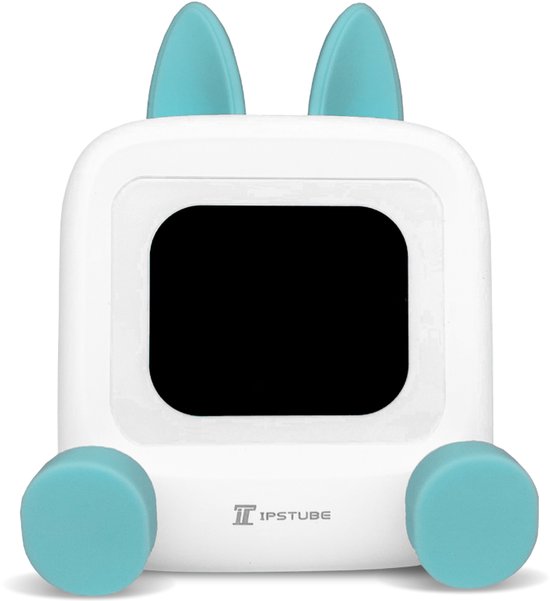 Wedjis Retro Mili-TV – Digitale Klok & Bluetooth Speaker – Smart display – Kunststof – Dimbaar scherm – Incl. USB oplaadkabel – Wit/Blauw van Merkloos