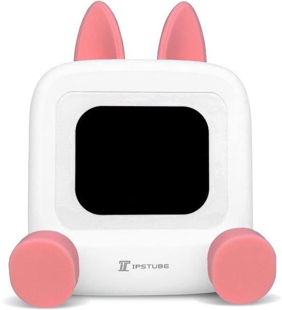 Wedjis Retro Mili-TV - Digitale Klok & Bluetooth Speaker - Smart display - Kunststof - Dimbaar scherm - Incl. USB oplaadkabel - Wit/Roze van Merkloos