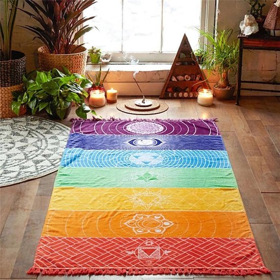Wellness-House | Meditatie Kleed Chakra Mala | Meditatie | Yoga Kleed | Chakras Kleed | Zen Wandkleed | Wandkleed | 75 x 150 cm | Zen | Cadeau van Wellness-House