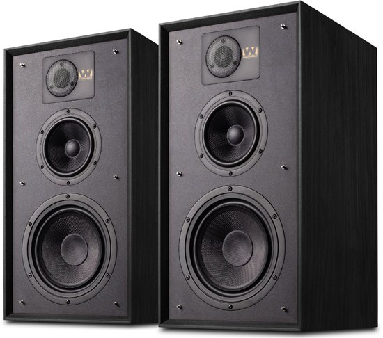 Wharfedale Linton Boekenplank Speakers - Hifi Stereo Set - Luidspreker Boxen - 3-weg Luidspreker - Passieve Speaker - Zwart