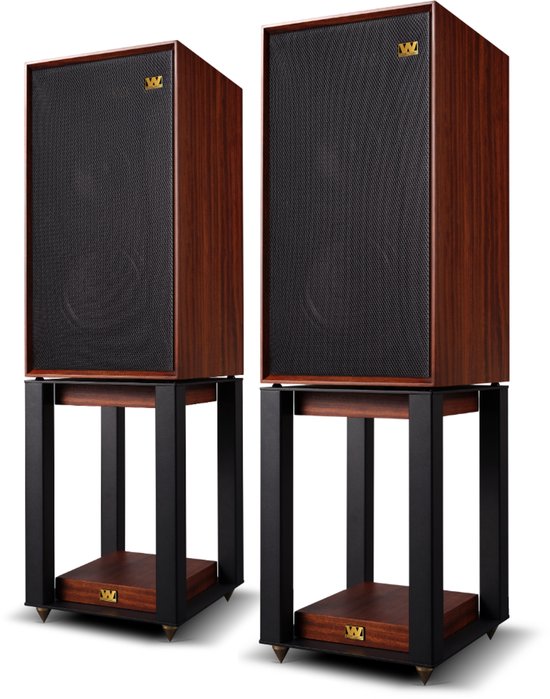 Wharfedale Linton Speakers met Luidspreker standaard - Hifi Stereo Set - Luidspreker Boxen - 3-weg Luidspreker - Set van 2 - Mahogany van Merkloos