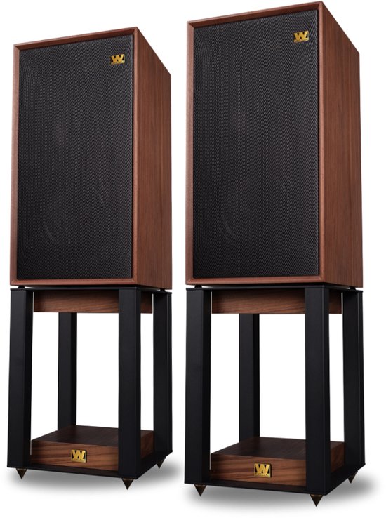 Wharfedale Linton Speakers met Luidspreker standaard - Hifi Stereo Set - Luidspreker Boxen - 3-weg Luidspreker - Set van 2 - Walnoot van Merkloos
