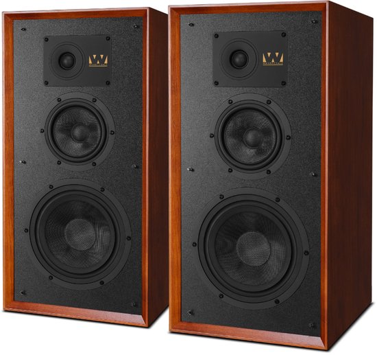 Wharfedale Super Linton Drie-weg Standmount - Kevlar Woofer - AMT Tweeter - Hoogwaardige Geluidskwaliteit - Mahonie van Merkloos
