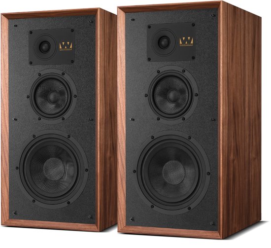 Wharfedale Super Linton Drie-weg Standmount - Kevlar Woofer - AMT Tweeter - Hoogwaardige Geluidskwaliteit - Walnoot