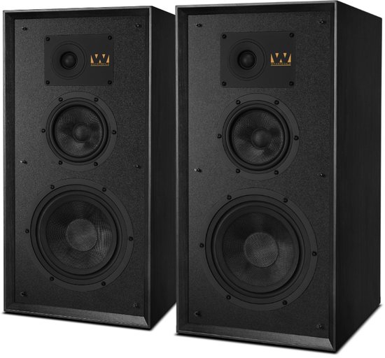 Wharfedale Super Linton Drie-weg Standmount - Kevlar Woofer - AMT Tweeter - Hoogwaardige Geluidskwaliteit - Zwart van Merkloos