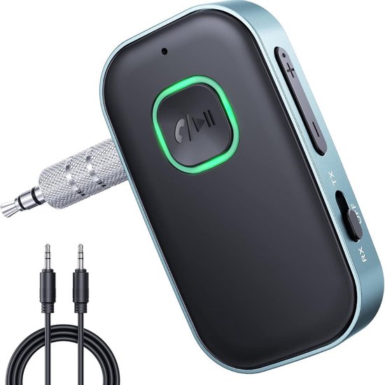 White-label® Bluetooth Transmitter - Bluetooth Receiver - Adapter - Zwart en Lichtblauw van White-Label
