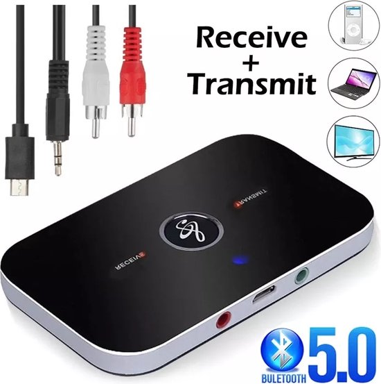 Wireless 5.0 Bluetooth Adapter 2-in-1 Transmitter & Receiver 3.5mm Aux dongel van EasyULT.