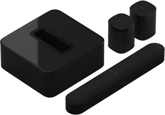 WLAN soundbar speaker voor home cinema (5.1 set met Beam + Sub + 2x One) van Sonos